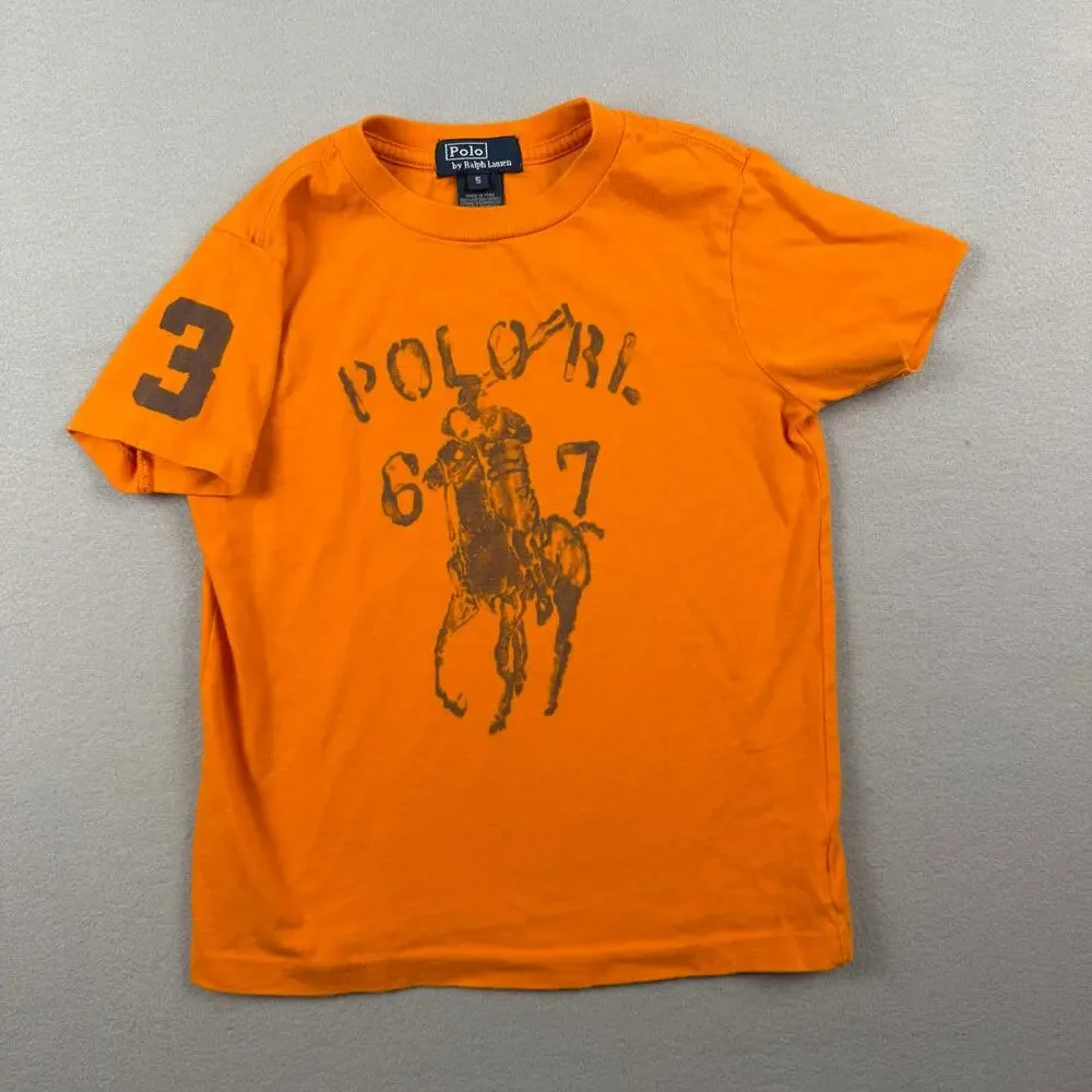 Polo Ralph Lauren Orange Graphic Tee Boys Size 5